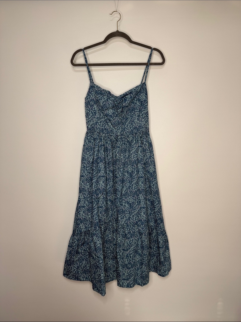 O.P.T. Blue Printed Spaghetti Strap Midi Dress Size Small